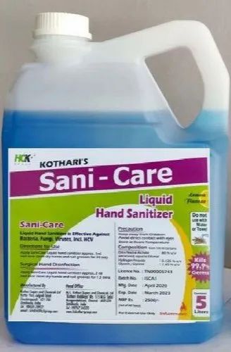 Sani-Care Hospital Liquid Hand Sanitizer, Packaging Type: Can, Packaging Size: 5 Ltr