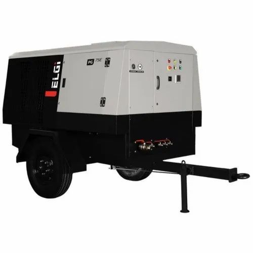 Elgi 30 HP - 200 HP Diesel Portable Air Compressor, Flow Capacity: 125 CFM