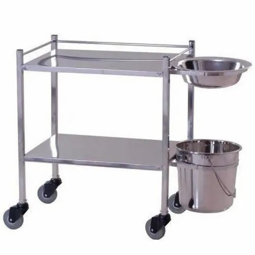 Silver Stainless Steel Dressing Trolley, For Hospitals