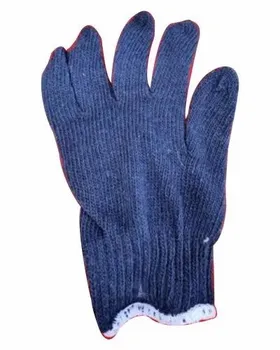 Blue Plain Cotton Safety Gloves, Size: 7inch