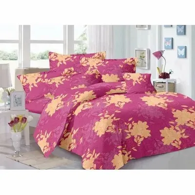 Cotton Floral Print Ariana Purple Queen Size Bed Sheet, Bedsheet With 2 Pillow Covers, Size: 90 X 100 Inches