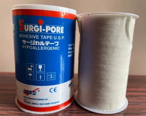 White Surgi-Pore Surgical Adhesive Tape, Model Name/Number: Cotton 1080, Tape Size: 10 cm X 8 M