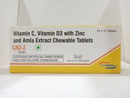 CAD-Z (Vitamin C, Vitamin D3 With Zinc And Amla Extract Chewable Tablets)