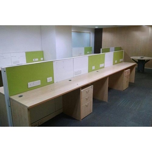 Olive Green,Off White Wooden Computer Workstation, For Office