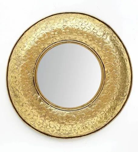 Gold Mild Steel W-Hamlet Mirror for Hotel