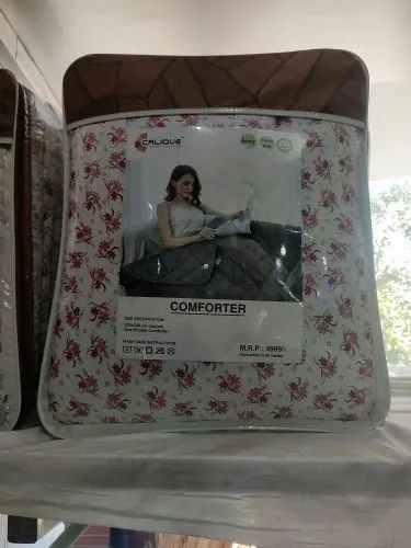 Super Soft White Printed Double Bed Quilt Comforter, For Home, Size: 220x240cm Approx