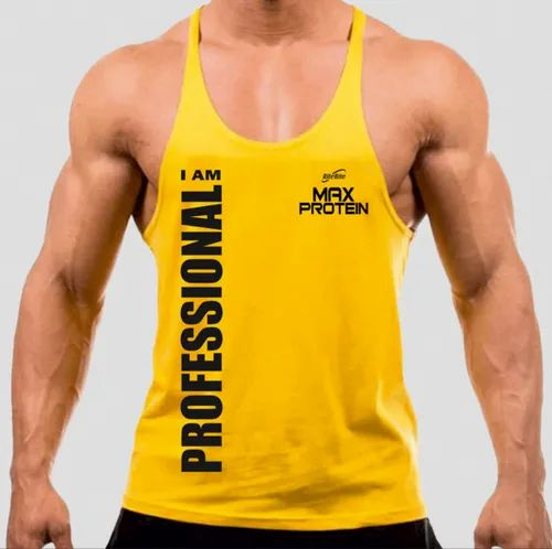 Yellow Max Protein - I am Professional Gym Vest