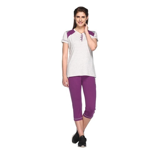 Women Purple Capri Suit, Size: XL