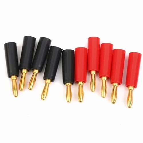 5 Pin 4mm Gold Plated Banana Plug Connectors Adapter Speaker 10pcs Black+Red, For Electric Fittings