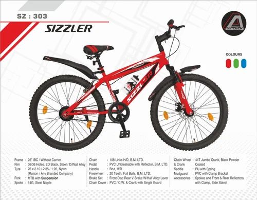 Red/Green/Blue AUTOWOK SIZZLER (MTB) 26" FRONT SHOCKER AND DISC BRAKE, Size: 26inch