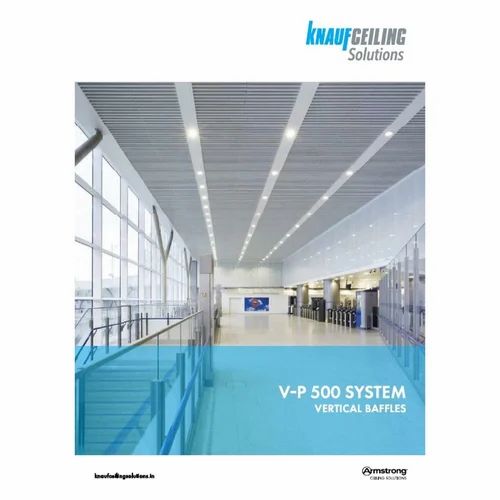 Grey Aluminium V-P 500 System Vertical Baffles, For Sound Absorbers