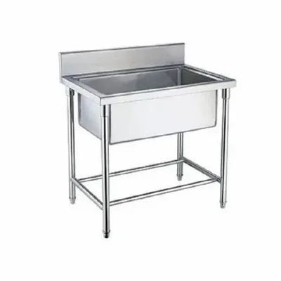 Glossy Pedestal Stainless Steel Hand Washing Sink, Rectangular