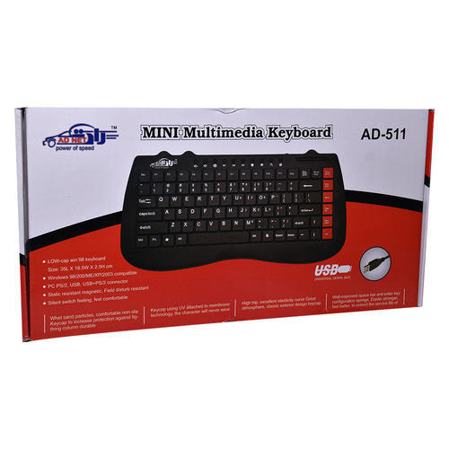 AD NET Black Mini Multimedia Keyboard