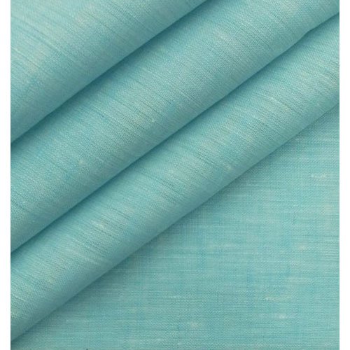 Blue Linen Shirting Fabric, Handwash, 180 Gsm