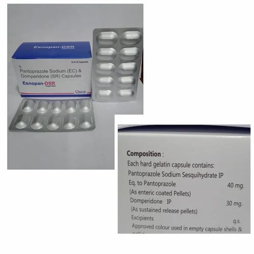 Esnopan DSR Pantoprazole (EC) And Domperidone (SR) Capsules, Packaging Type: Alu-alu, Packaging Size: 10 X 10