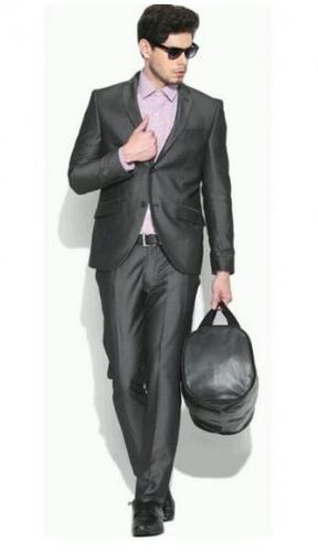 Grey Solid Slim Fit Night Life Suit