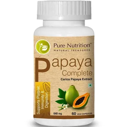 Pure Nutrition Papaya Complete (Supports Platelet Immunity & Digestion) - 60 Capsules