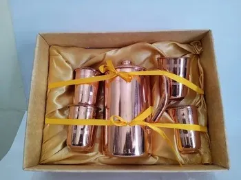 Plain Copper Jug Gift Set, Size: 2 Liter Jug With 250 Ml Glass, For Gift Pack