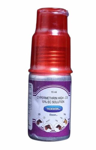 Liquid 15ml Cypermethrin High CIS 10% EC Solution, For Animal, Packaging Type: Bottle