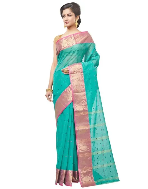 Slice of Bengal Latest Design Handloom Pure Cotton Taant Tant Tangail Saree Sari for Women.