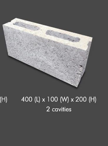 Cement 2 Cavities Hollow Brick, Size: 400LX 200WX200H mm