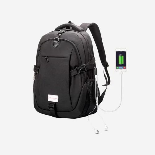 Polyster Black And Grey Anti Theft Laptop Backpack Bag