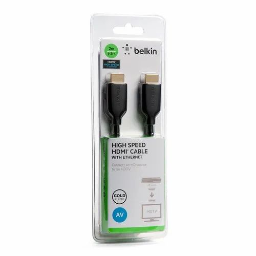 Belkin High Speed HDMI Cable Supports Ethernet, 4KGold Plated Audio Return (6.6 Feet,Black)