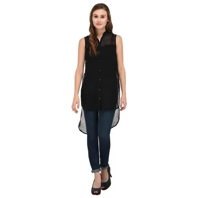 Ladies Sleeveless Black Shirt