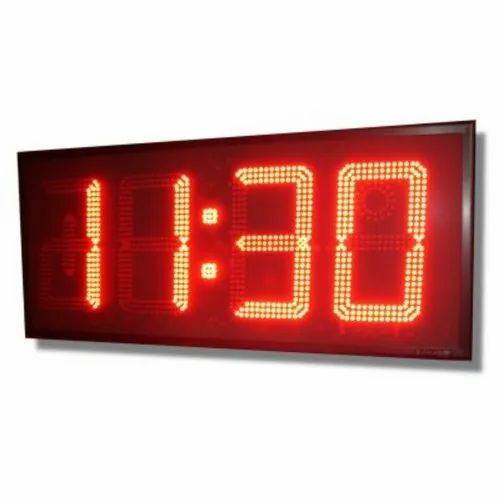 Black Aluminium LED Digital Display Clock, Size/Dimension: 35x15cm
