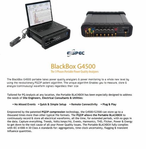 Elspec 3 Portable Power Quality Analyzer, For Lab and Industrial, Model Name/Number: G4500
