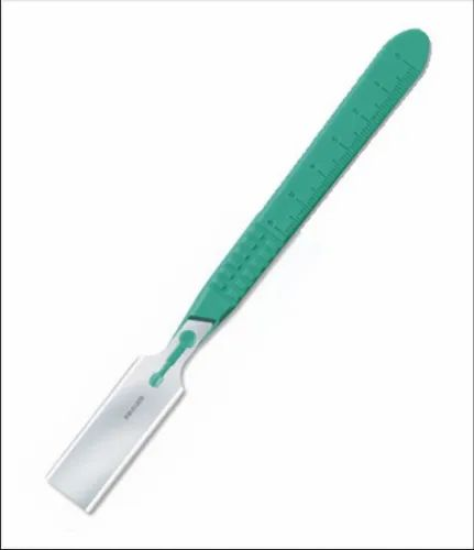 Stainless Steel Green Double Cut Disposable Skin Graft Blade 63 mm With Handle