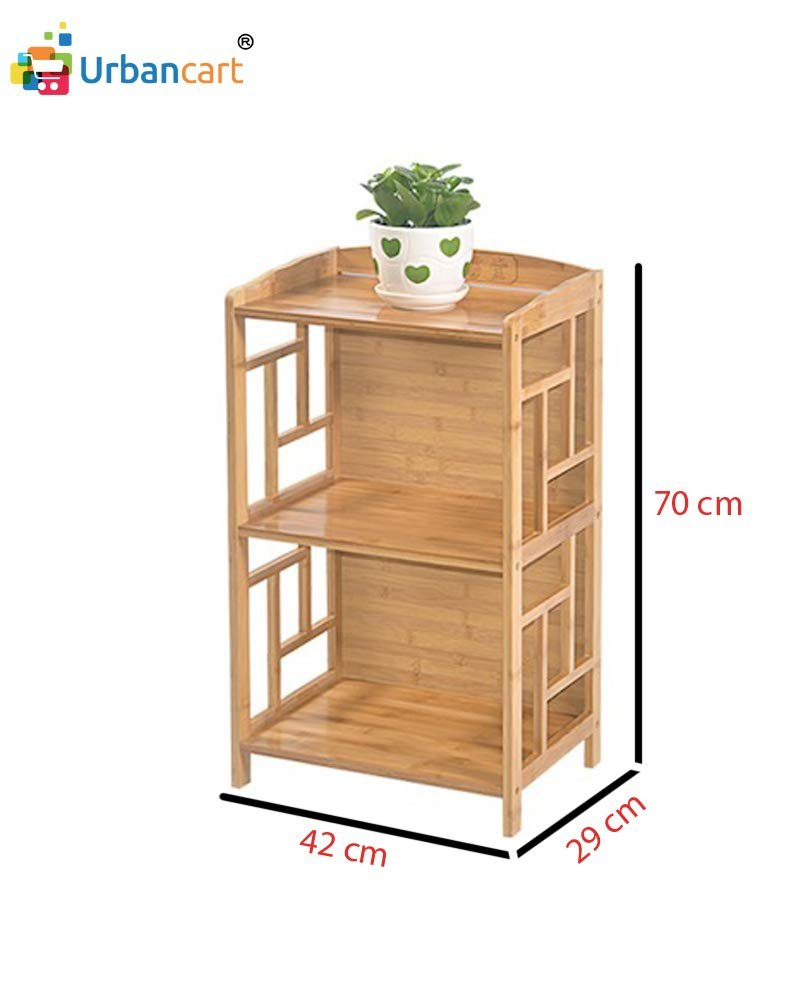 Bamboo Book Shelf, Plant and Flowers Shelf Organizer, Packaging Type: Box