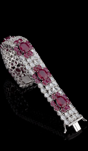 Art Deco Ruby And Diamond Rosecut Bracelet