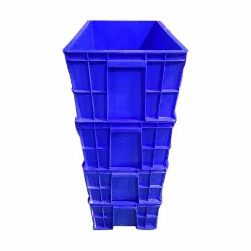 Blue Rectangular Industrial HDPE Crates for Storage