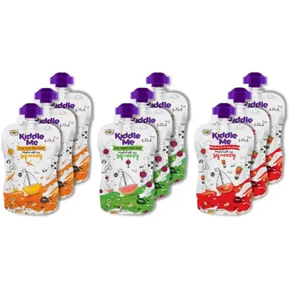 Assorted Yogurt Squeezies with Fruits, Vegetables and Cereal 120g Each- Pack of 6