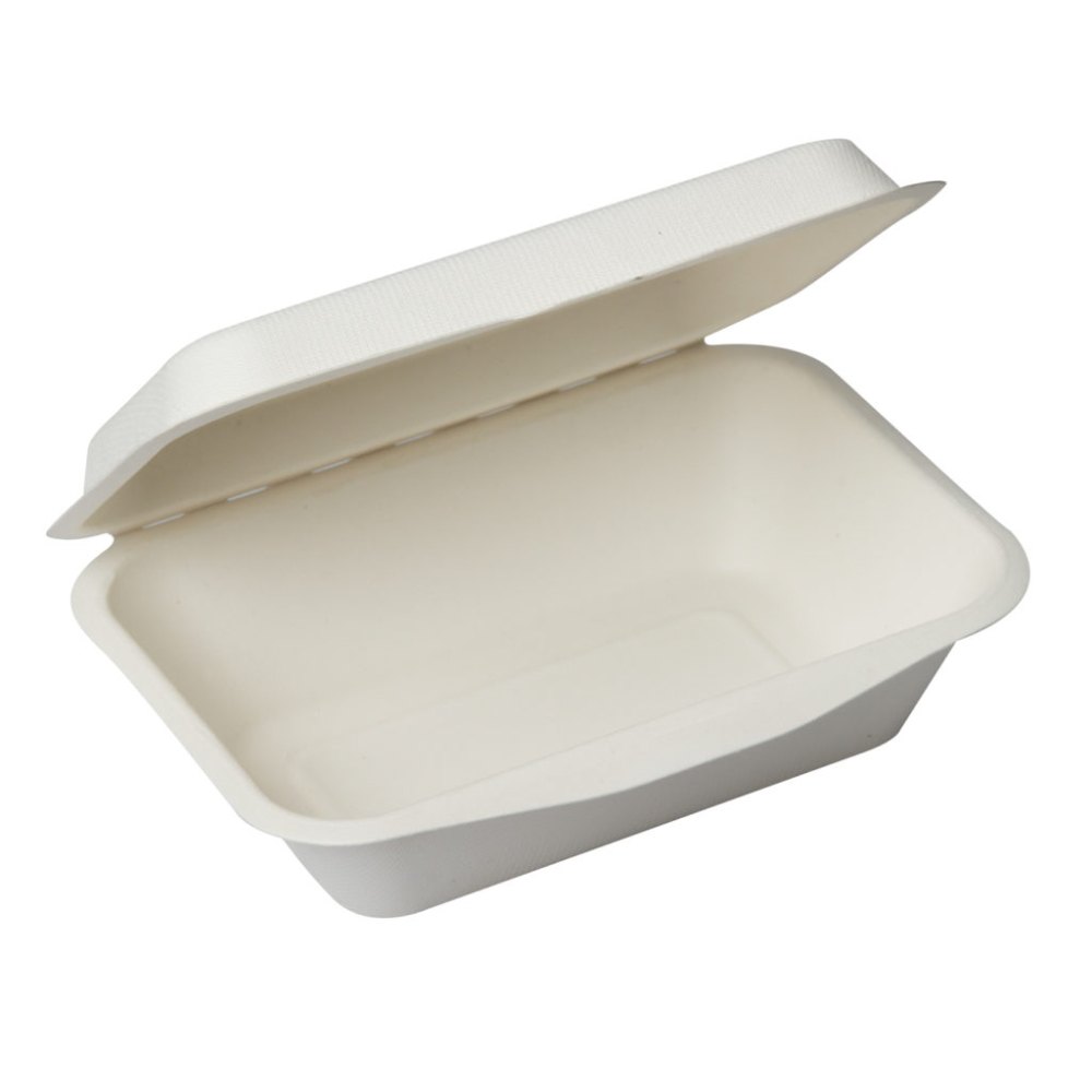 White 600 Ml Baggase Clamshell Box for Food