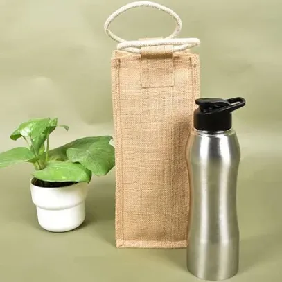 GoCoop Beige handcrafted jute bottle bag by Kriti Sustainable Livelihoods