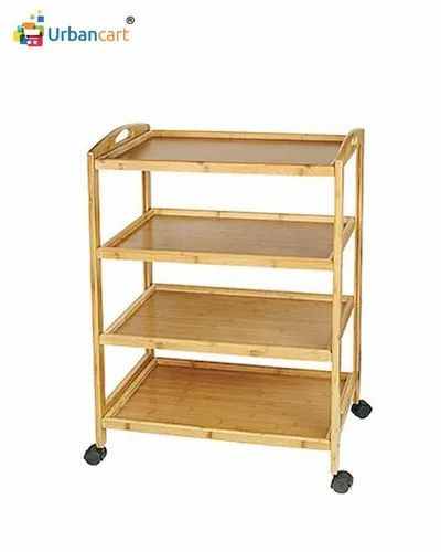 Multi Purpose Bamboo Trolley Cart/Storage Organizer Shelf (4 Level)