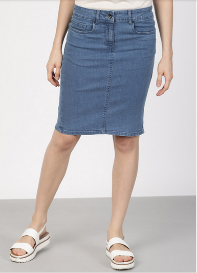 Ether Blue Solid Pencil Skirt