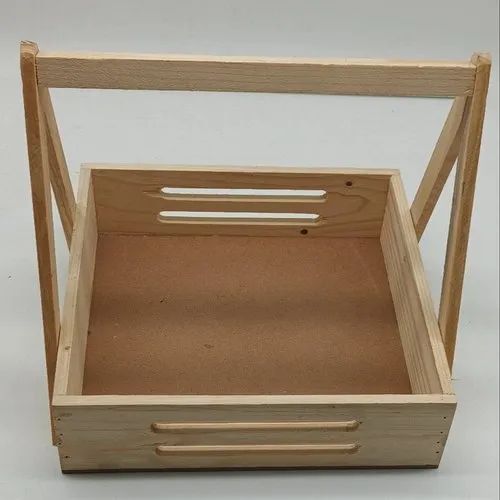 Brown Wooden Square Basket, For Gift Packaging, Size: 11 X 11 X 6 (l X W X 3) Inch