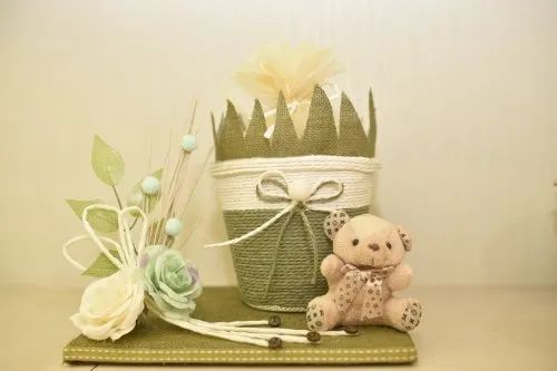 Green Rope basket Baby Announcement Rasgulla Packing, For Gifting