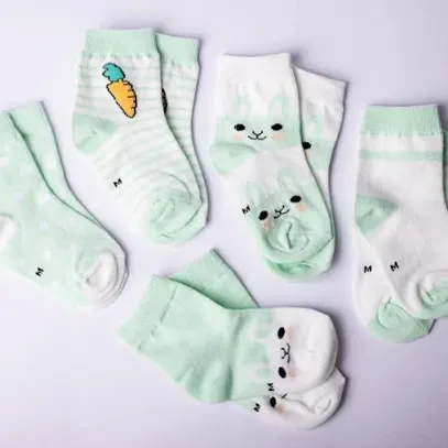 Cute Cotton Kids Socks Green / M