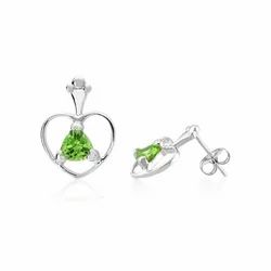 Trillion Cut Peridot Drop Earrings