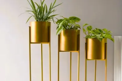 Brass Round Metal Planter, For Garden