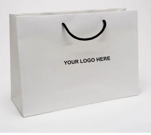 Rope Handle White Paper Printed Shopping Bag, Capacity: 4kg