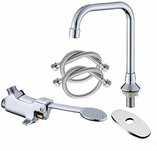 Silver Stainless Steel foot operated taps