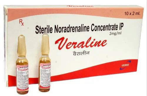 Veraline Nor-Adrenaline 2mg/ml 2ml Ampoule, for Hospital
