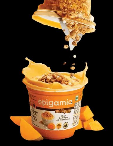 Epigamia Mango Greek Yogurt With Chunky Granola, Packaging Type: Cup, 48