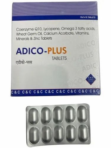 Coenzyme Q10 Lycopene Omega 3 Fatty Acids Wheat Germ OIl Calcium Ascorbate Tablets