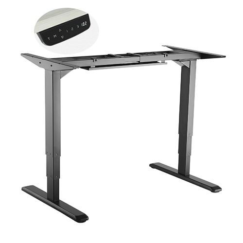 Black White Defianz Electric Sit-Stand Desk Frame - 3-Stage Reverse, Dual Motor - Black